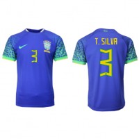 Billiga Brasilien Thiago Silva #3 Borta fotbollskläder VM 2022 Kortärmad